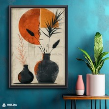 Holda Props Siyah Renk Çerçeveli Mdf Tablo Vazo Bitki Figür Soyut Tablo Duvar Dekorasyonu