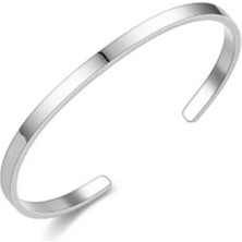 4 Mm. Gri Ince Kelepçe Dizayn Çelik Erkek Bileklik