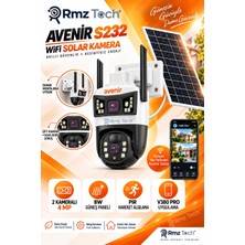 RMZTECH Avenir AV-S232 Solar Wifi Güvenlik Kamerası 4 Mp Çift Kameralı 8W Güneş Panelli Pır Hareket Algılama