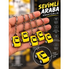 Vexa Aksesuar Sarı Araba Figürlü Anahtarlık 3D Baskı Çanta ve Araç Süsü Kutulu Hediyelik 1