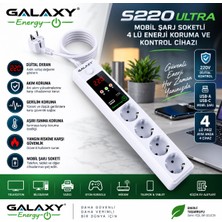 GALAXY Energy S220 Ultra Mobil Şarj Soketli 4 Lü Enerji Koruma ve Kontrol Cihazı
