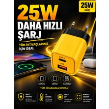 Moxti 25W Hızlı Şarj Adaptörü + Type-C To Type-C Kablo Seti | Pd & Qc 3.0 Destekli | USB + Type-C Çift Giriş