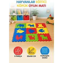 Farbu Oyuncak Eğitici Hayvanlar Çıkarılabilir Parçalı Oyun Matı 9 Parça Modüler Yapılı 90 x 90 cm Oyun Halısı