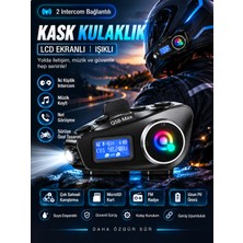 Intercom Bağlantılı Radyolu LCD Ekranlı Işıklı Su Geçirmez Motor Kask Kulaklık Müzik Çalar Q58 Max