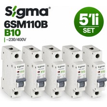 Sigma 6SM110B B Tipi Monofaze 10A 6ka Otomatik Sigorta 5'li