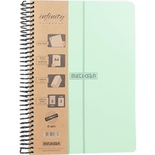 Infinity Pastel Serisi, A4, 7 Konulu (5 Kareli, 2 Çizgili) 210 Yaprak Pp Kapaklı Spiralli Defter, Yeşil