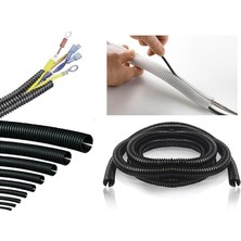 Kablo Tesisat Gizleme Düzenleme Spiral Yarıklı Hortum Siyah Renk (10 Metre)
