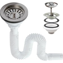 Lavabo Sifonu, 11 cm Geniş Başlık, 80 cm Uzunluk, Körüklü Plastik Gider Borusu