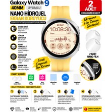 Astakos Samsung Galaxy Watch 9 Uyumlu 2 Adet Şeffaf Nano Hidrojel Ekran Koruyucu Kırılmaz Darbe Emici Tpu Film