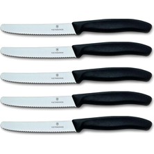 Domates Bıçağı, Ekmek Bıçağı, Sofra Bıçağı Seti, 5 Parça, Swiss Classic (Siyah)