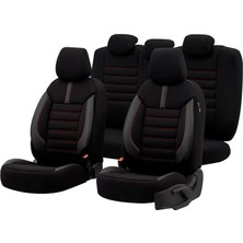 Design Ortopedik Ekstra Destekli Oto Koltuk Kılıfı Tam Set (Siyah-Kırmızı)