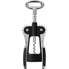 Premium Kanatlı Şarap Açacağı Tirbuşon, Siyah Metal Gövde, Ergonomik Tasarım