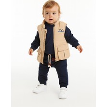 Ay Kids Erkek Bebek 3’lü Takım – Şişme Yelekli, Uzun Kol Sweatshirt ve Eşofman Altı 251037-L