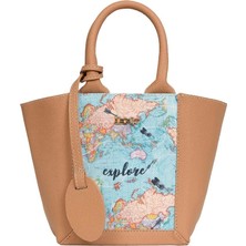 Dogo Kadın Vegan Deri Kahverengi Tote Bag - Explore Tasarım
