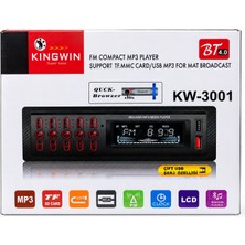 Kingwin KW-3001 Bluetooth 4.0 USB Tf Kart Fm Mp3 Oto Teyp LCD Ekran Çift USB Şarj