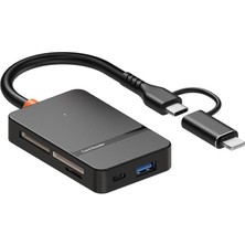 MT86 8in1 Multi Girişli Cf Kart Okuyucu Mac iPhone 15 16 ile Uyumlu Type-C 5gbps Veri Aktarımı