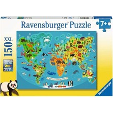 132874 150 Parçalı Puzzle Hayvanlı Harita, Renkli