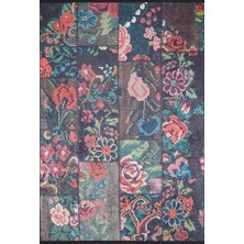 Ayrex 120X180 cm Biezun Siyah Patchwork Yün El Dokuma Modern Geometrik Etnik Eskitme Desenli Boho O