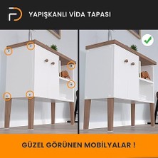 Vida Çivi Gizleyici Tapa 21MM x 50 Parça | Çivi ve Vida Deliği Için Gizleyici Sticker | Kendinden Yapışkanlı Vida Tapası (Beyaz)