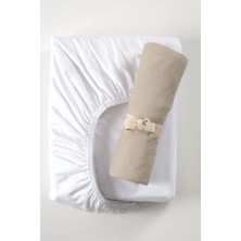 Tiny Lamb Organik Beyaz - Bej Renk Lastikli Bebek Çarşafı 60X120CM - 2 Adet