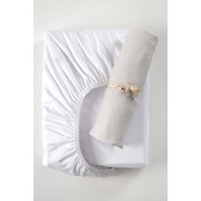 Tiny Lamb Organik Beyaz - Gri Renk Lastikli Bebek Çarşafı 60X120CM - 2 Adet