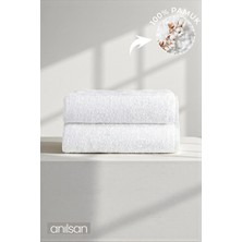 Anılsan 2'li Düz Beyaz Banyo Havlusu - 90x150 Cm, 650 Gr, %100pamuk, Spa Ve Otel Havlusu