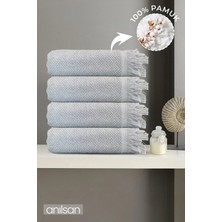 Anılsan 4'lü Gri Jelena Banyo Havlusu 70x140 Cm, 490 Gr, %100pamuk, Spa Ve Otel Havlusu Uy