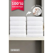 Anılsan 100'lü Beyaz El Havlusu - 50x90 Cm, 225 Gr, %100 Pamuk, Spa Ve Otel Havlusu