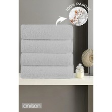 Anılsan 4'lü Düz Beyaz Banyo Havlusu - 70x140 Cm, 490 Gr, %100pamuk, Spa Ve Otel Havlusu