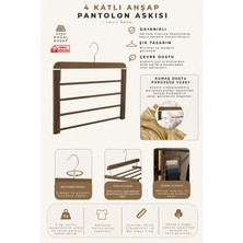 NYN Ahşap 7795 Askı 4 Katlı Pantolon Askısı Ceviz Renk 1 Adet