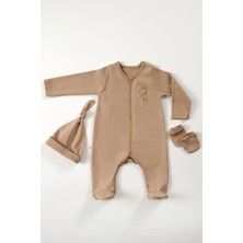 Tiny Lamb Cute Giraffe Organik Mini Yenidoğan Bebek Seti 3 Parça %100 Organik Pamuk  0-3 Aylık Organik Bebek Seti