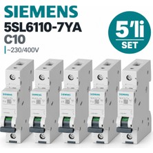 Siemens 5SL6110-7YA 1X10A 6ka Sigorta 5'li