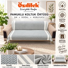 Özdilek Pamuklu Kaymaz Zigzag Koltuk Örtüsü (170X210) - Haki Yeşili