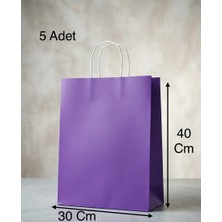 Aybaş Kağıtçılık 1.kalite 30X40 cm ( 5 Adet ) Büyük Boy Mor Renkli Kraft Kağıt Çanta, Hediye Paketi, Hediye Poşeti