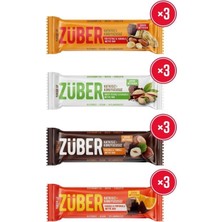 Züber Meyve Bar Tanışma Paketi 40G x 12 Adet (Yer Fıstıklı, Antep Fıstıklı, Fındıklı, Portakallı)