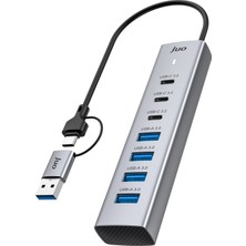 Juo Type-C ve Usb-A 7 Portlu 4*usb-A 3*type-C 5gbps USB 3.2 Çoklayıcı Hub Dönüştürücü