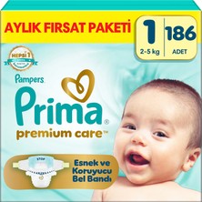 Prima Bebek Bezi Premium Care 1 Numara 186 Adet Aylık Fırsat Paketi
