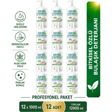 Sır Bio 12 Adet 1000 ml Bitkisel Özlü Elde Bulaşık Deterjanı Pompalı Şişe Doğal Temizlik Özelliği