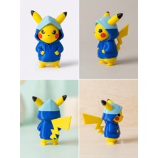 Rain Craft 3D Kapüşonlu Mavi Sweatshirt Pikachu Figürü - 3D Baskı Koleksiyonluk Masa Oyuncak Biblo