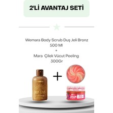 Wemara Body Scrub Duş Jeli Bronz 500 ml + Mara  Çilek Vücut Peeling 300GR
