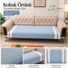 Özdilek 2 Adet Pamuklu Oturma Yerini Örten Zigzag Koltuk Örtüsü (80X210) - Indigo