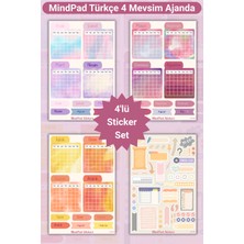 MindPad Studio Türkçe Aylık Takvim ve Ajanda Detayları 4'lü Sticker Seti, Dört Mevsim Çıkartma Koleksiyonu, Bullet Journal ve Günlük Planlayıcı Etiketleri