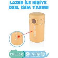 Diller Lazer Baskı ile Kişiye Özel Isim Yazılabilen 300ML Mini Boy Yeni Seri Düz Renkli Kilitlenebilir Kapaklı Rahat Içim Ağız SUS316 Paslanmaz Çelik Termos Suluk Matara Bpa Yok Koku Yok 6 Saat Sıcak-Soğuk