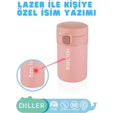 Diller Lazer Baskı ile Kişiye Özel Isim Yazılabilen 300ML Mini Boy Yeni Seri Düz Renkli Kilitlenebilir Kapaklı Rahat Içim Ağız SUS316 Paslanmaz Çelik Termos Suluk Matara Bpa Yok Koku Yok 6 Saat Sıcak-Soğuk