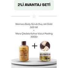 Wemara Body Scrub Duş Jeli Gold 500 ml + Mara Çikolata Kahve Vücut Peeling 300GR
