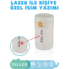 Diller Lazer Baskı ile Kişiye Özel Isim Yazılabilen 300ML Mini Boy Yeni Seri Düz Renkli Kilitlenebilir Kapaklı Rahat Içim Ağız SUS316 Paslanmaz Çelik Termos Suluk Matara Bpa Yok Koku Yok 6 Saat Sıcak-Soğuk