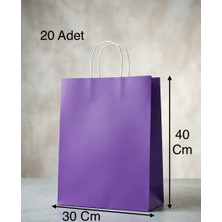 Aybaş Kağıtçılık 1.kalite 30X40 cm ( 20 Adet ) Büyük Boy Mor Renkli Kraft Kağıt Çanta, Hediye Paketi, Hediye Poşeti