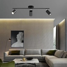 Ayrex Retro Metal Siyah 3 Lü 180 Derece Hareketli LED Spot Avize Günışığı Ampullü