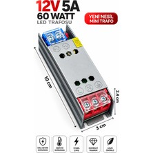 Dila’s Home 12V 5 Amper | 60 Watt | LED Trafosu Mini Slim Trafo | Sessiz Trafo |