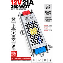 Dila’s Home 12V 21 Amper | 250 Watt | LED Trafosu Mini Slim Trafo | Sessiz Trafo |
